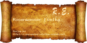 Rosenwasser Etelka névjegykártya